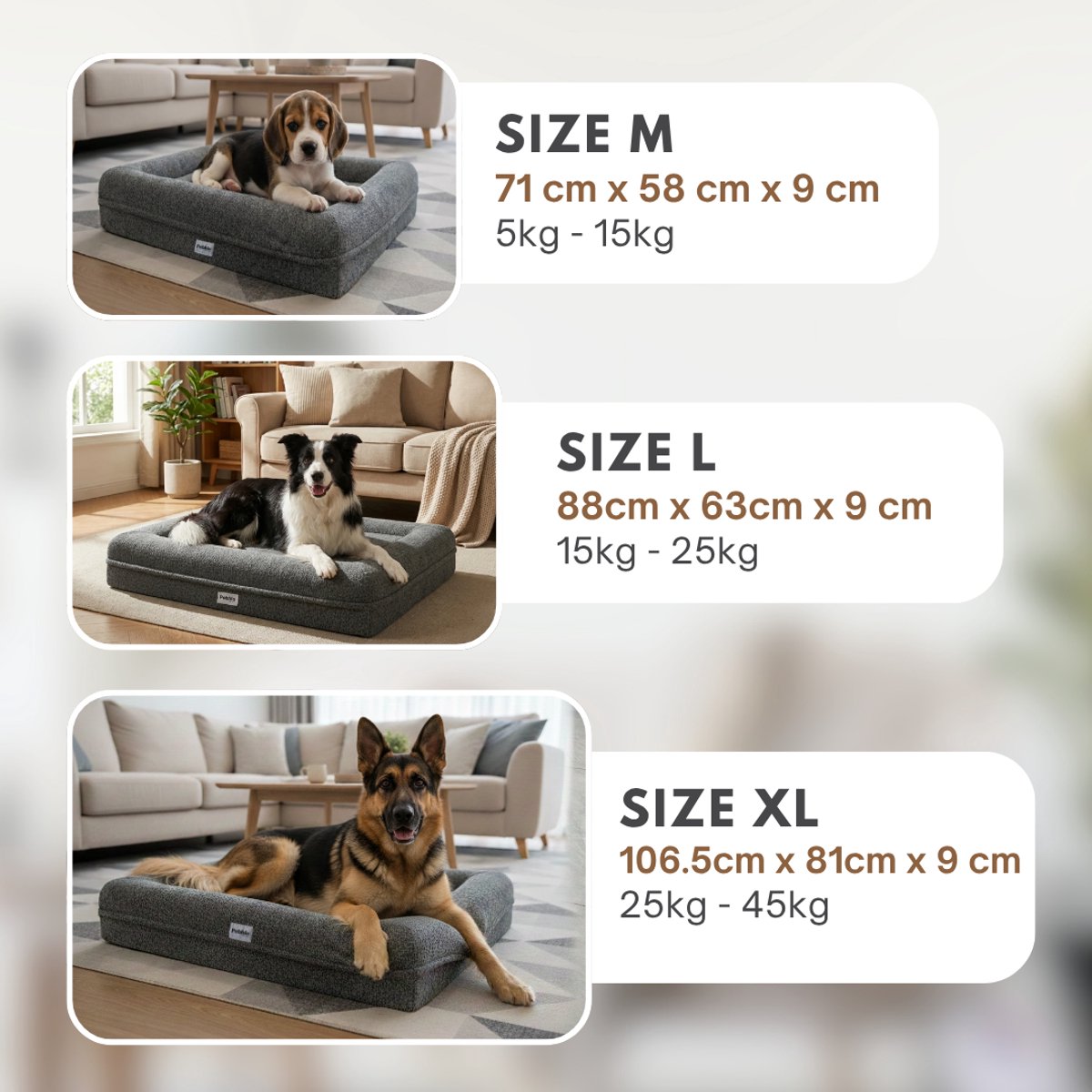 Pebble Orthopedische Hondenmand 107x81 cm - Wasbaar - Teddy - Grijs - Hondenbed - Stevige Bodem - Zacht Pluche - Voor Grote Honden thumbnail 2