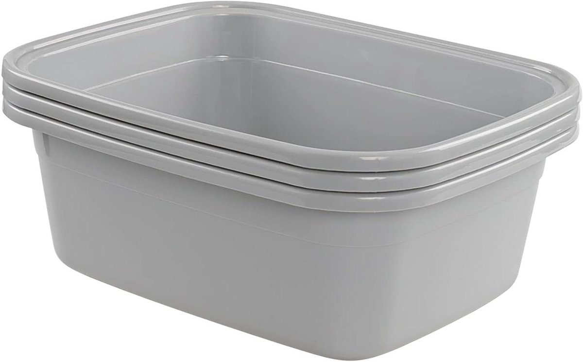 Plastic Schotelpan - Wastafel Bak - Huishoudelijk Gebruik - Versterkte Bodem - 44 cm - Grijs