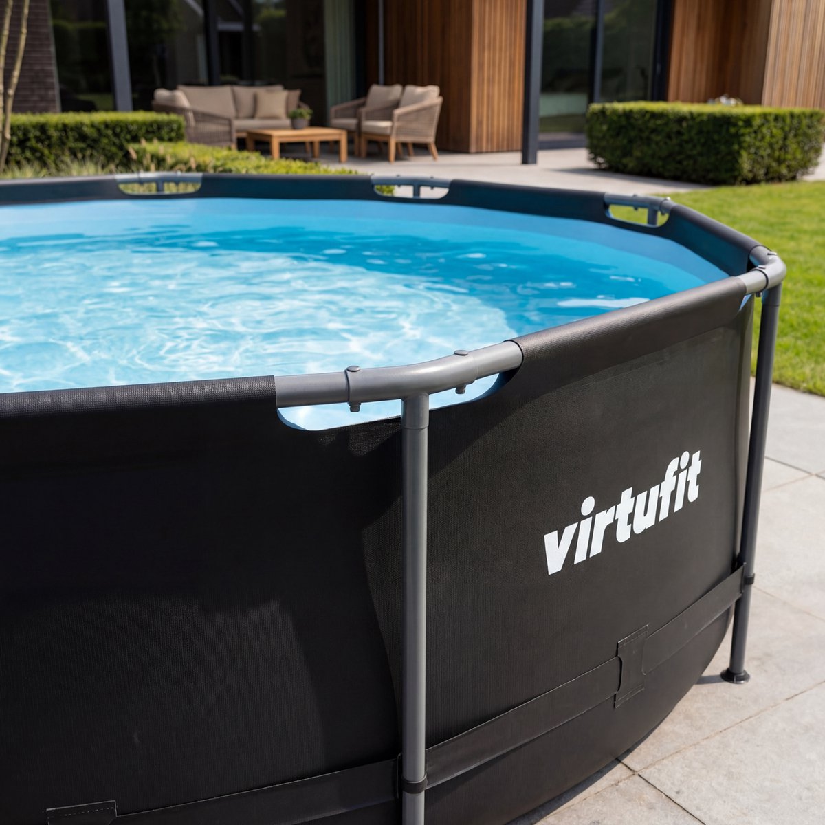 VirtuFit Rond Zwembad Ø366 x 100 cm - Opzetzwembad - Duurzaam & Veilig Stalen Frame - Antraciet — afbeelding 8
