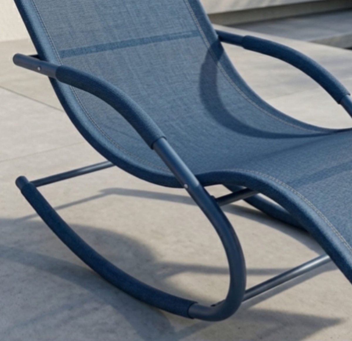 Zonneligstoel 2 Personen 150x63x83 cm – Schommel Ligbed met Hoofdkussen, Weerbestendige Tuinligstoel voor Balkon, Terras & Camping – Denimblauw – Urbanhome