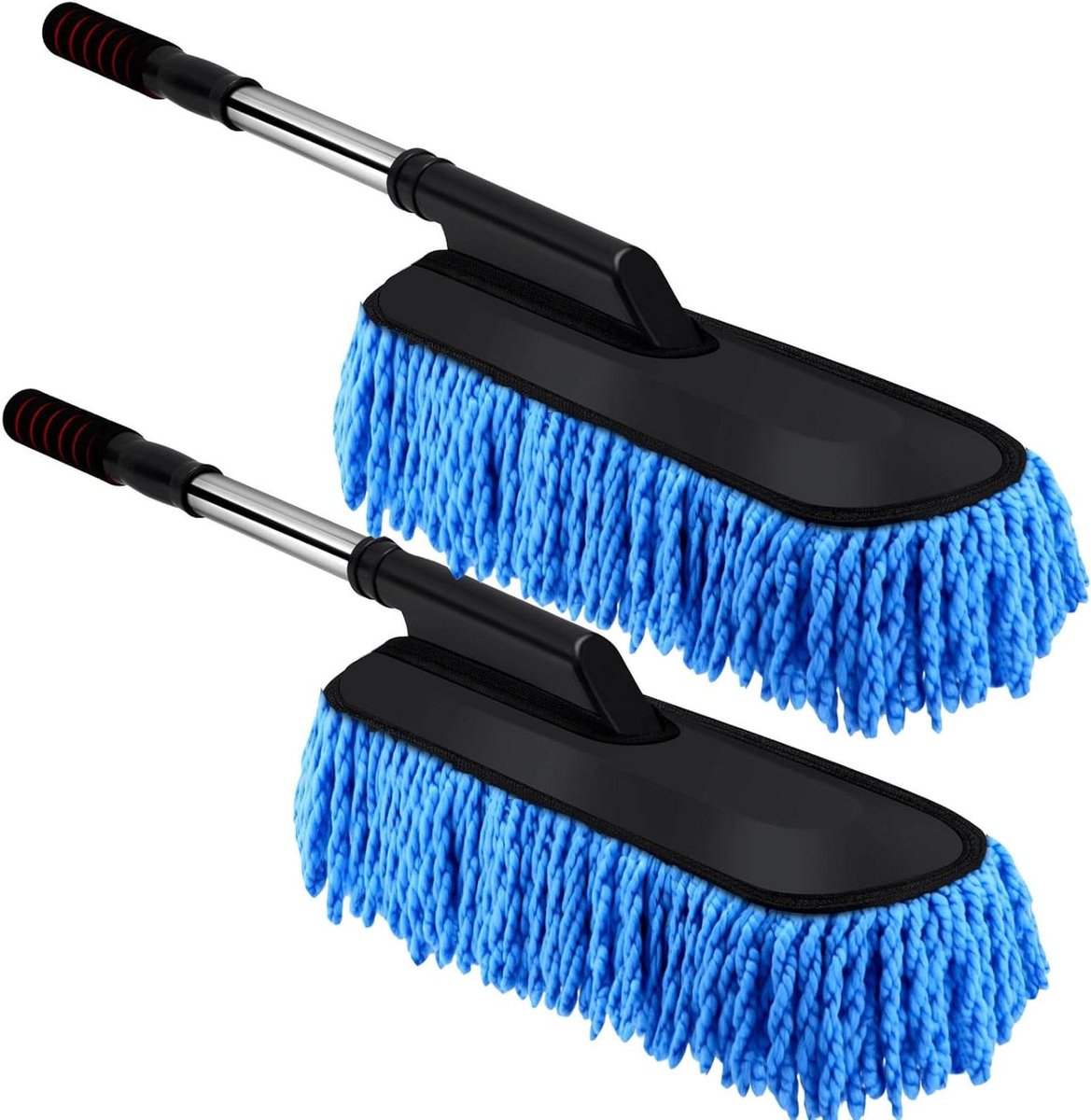 Microvezel Stofdoek - Auto Poetsdoek - Voertuig Reinigen - Uitschuifbaar Handvat - 2 Stuks - Blauw