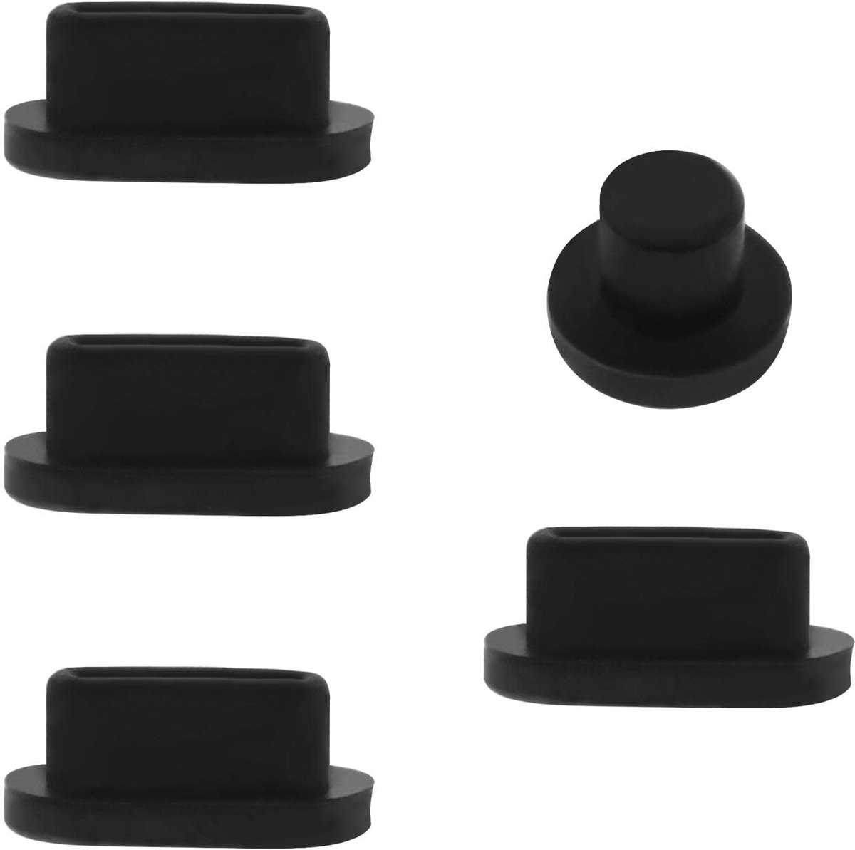 aladdien - Stofstekkers - 5 Stuks - Siliconen - Zwart - Compatibel met MacBook Air en Pro - Bescherming tegen stof en vuil