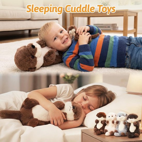 Otter Knuffel - Pluche Dier - Knuffelen en Spelen - Met Baby's - 38 cm - Otter — afbeelding 5