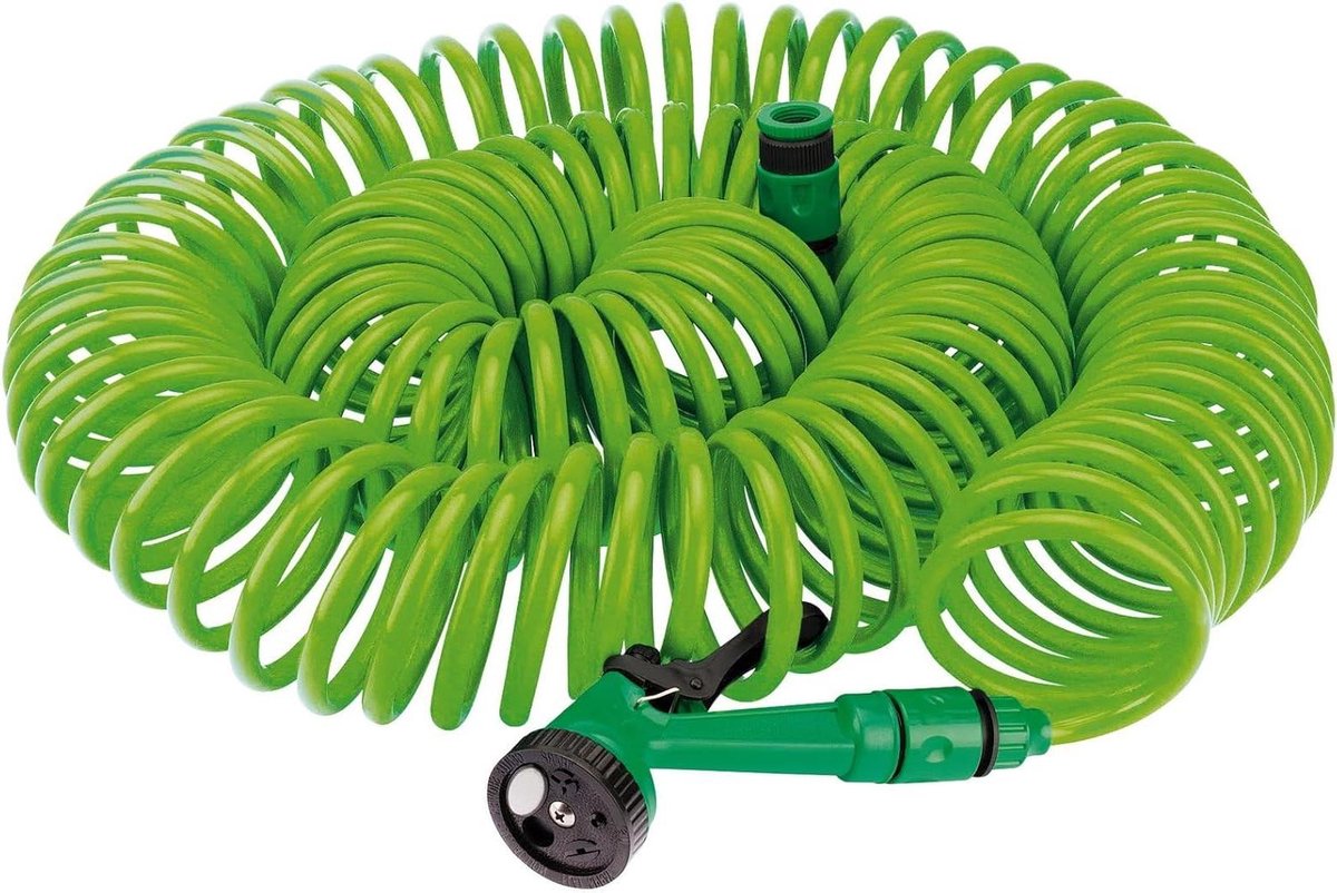 Slang met spuitpistool - Waterslang oproller - Tuin water geven - Automatische oproller - 10 meter - Blauw