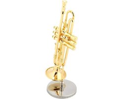 Miniatuur Trompet Saxofoon Replica in Goud met Koffer en Stand - Perfect Muziekinstrument Cadeau voor Verzamelaars en Muziekliefhebbers
