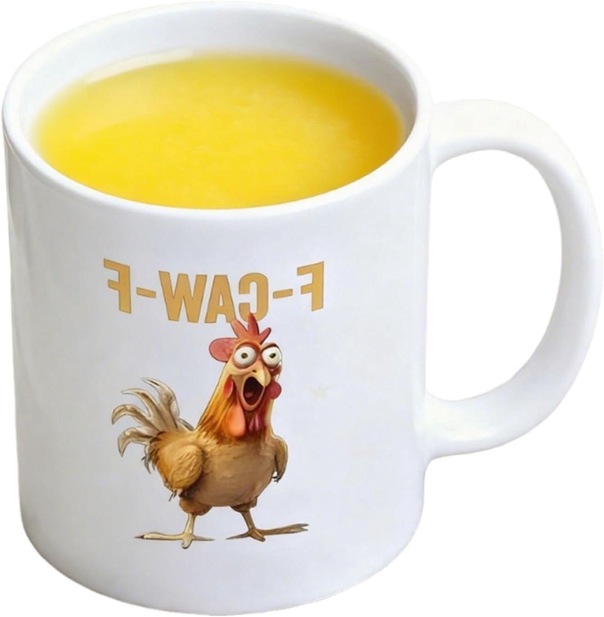 Grappige kip mok - Thema koffiekop - Thee en koffie - Keramisch design - 325 ml inhoud - Wit