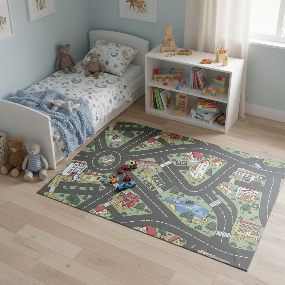 JYG speelmat VINYROUTE 200 x 350 cm - Hygiënisch 3D speelkleed auto