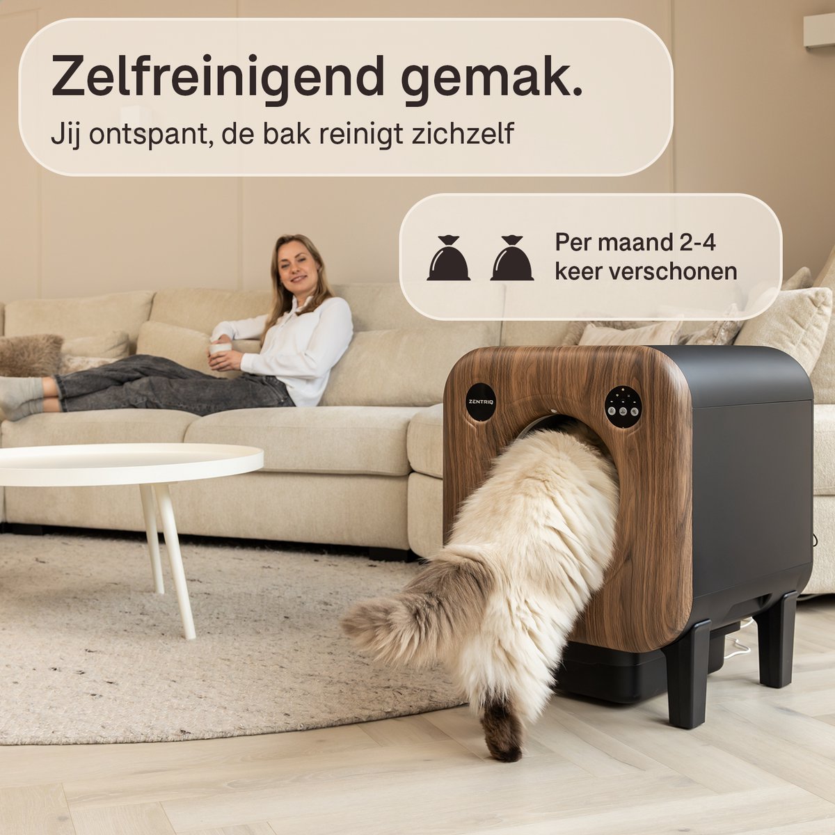 Zentriq Automatische Kattenbak - Zelfreinigend met App & 4k Camera thumbnail 6