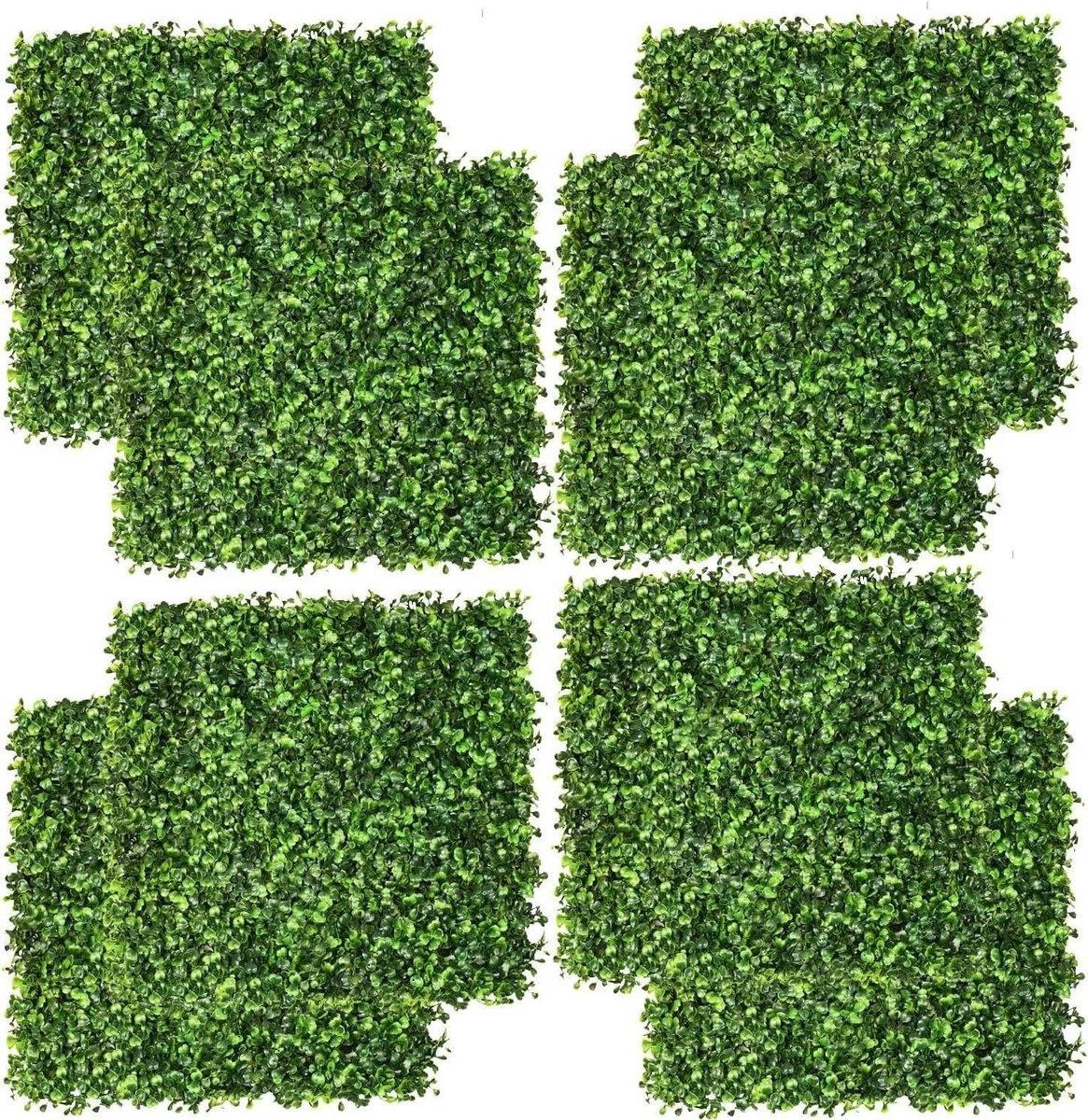Kunstgras Panelen - Nep Buxus Muur - Decoratie Buiten - UV-bestendig PE Materiaal - 2 stuks 25x25 cm - Groen