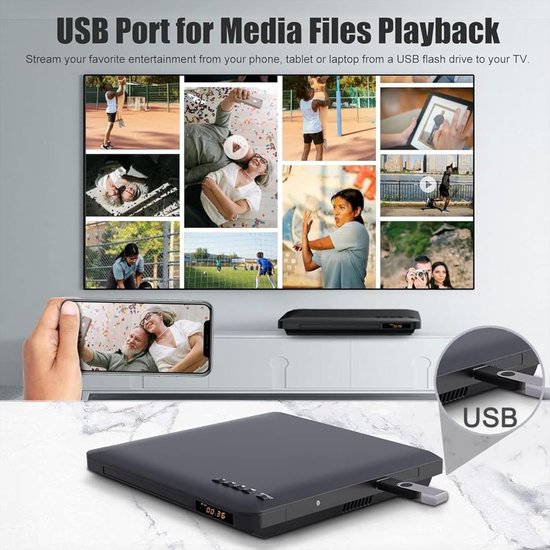 DVD Speler met HDMI - Blu Ray Spelers - Externe DVVD Speler - Zwart filmavond — afbeelding 5