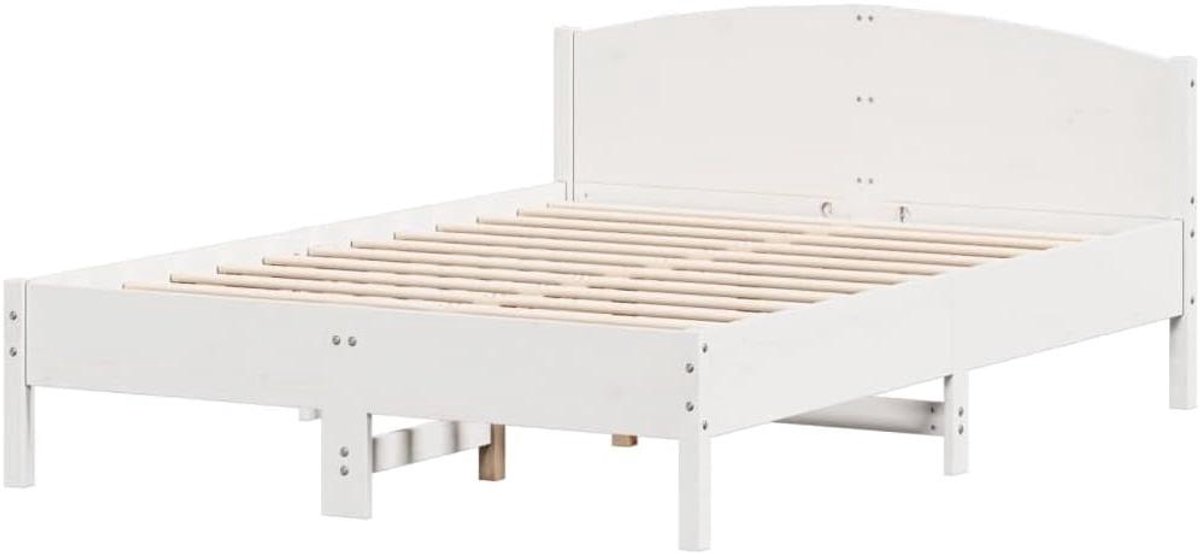 Bedframe Hout - Houten Bed - Slapen en Ontspannen - Massief Grenenhout - 140x190 cm - Wit