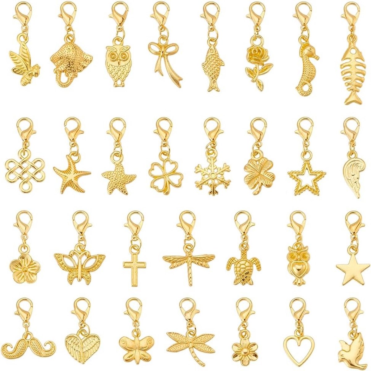 30 Stuks Clip Hangers, Gemengde Stijl Hangers, Tibetaanse Metaal Hangers, Voor Sieraden, Oorbellen en Kettingen