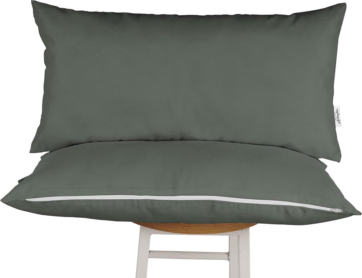 Lumbale Kussens - Decoratieve Kussens - Buiten Zitten - Waterafstotend Materiaal - 12 x 18 Inch - Donkergrijs