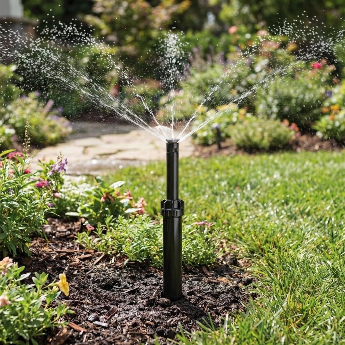 Pop-up sproeiers - Gazon sproeiers - Automatische tuin bewatering - Instelbare irrigatiehoek - 52 meter bereik - Zwart