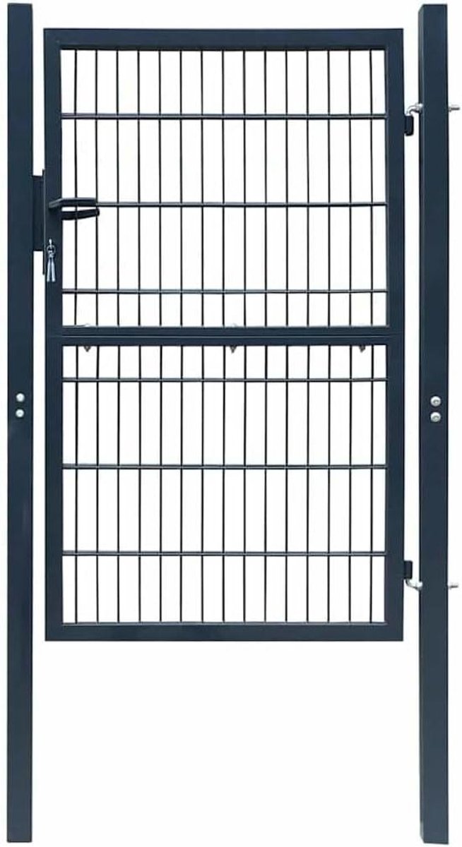 Tuinpoort Dubbelstaafmat - Hekpoort Toegangspoort - Tuin Afscheiding - Roestbestendig Staal - 106x230 cm - Antracietgrijs