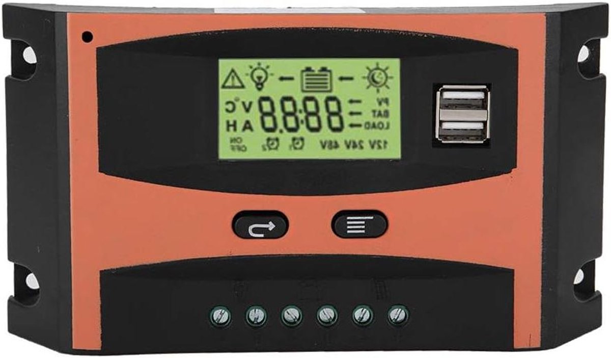 Zonne Laadregelaar - Batterij Controller - Zonnepanelen Laden - MPPT Technologie - 12V 24V - Zwart