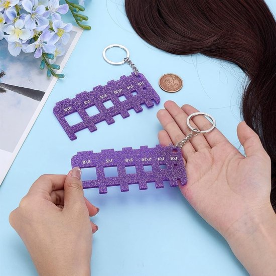 2-Pack Paarse Acryl Micro Locs Maatgereedschap - Brei Gauge Liniaal voor Dreadlocks, Haarstyling en DIY Vlechten Accessoire voor Feestdagen en Salons — afbeelding 2