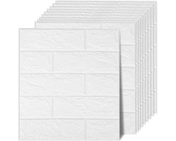 3D Wandpanelen - Muurstickers Baksteen - Muurdecoratie Aanbrengen - Zelfklevend PE Schuim - 36 stuks 4.9m2 - Wit