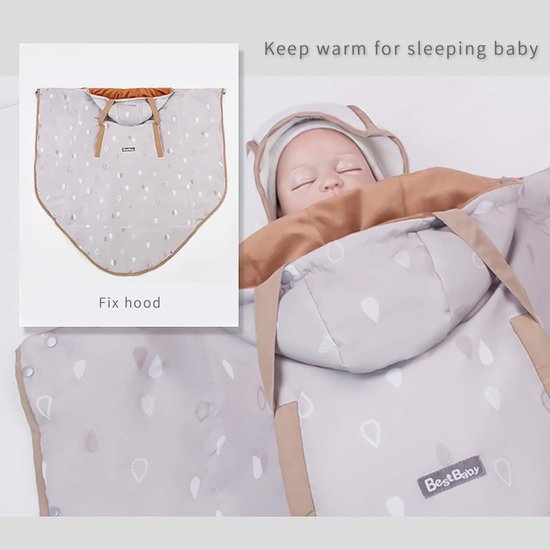 Babydrager Regenhoes - Draagzak Beschermhoes - Baby Buiten Beschermen - Afneembare Voering - 87 x 90 cm - Lichtgrijs — afbeelding 5