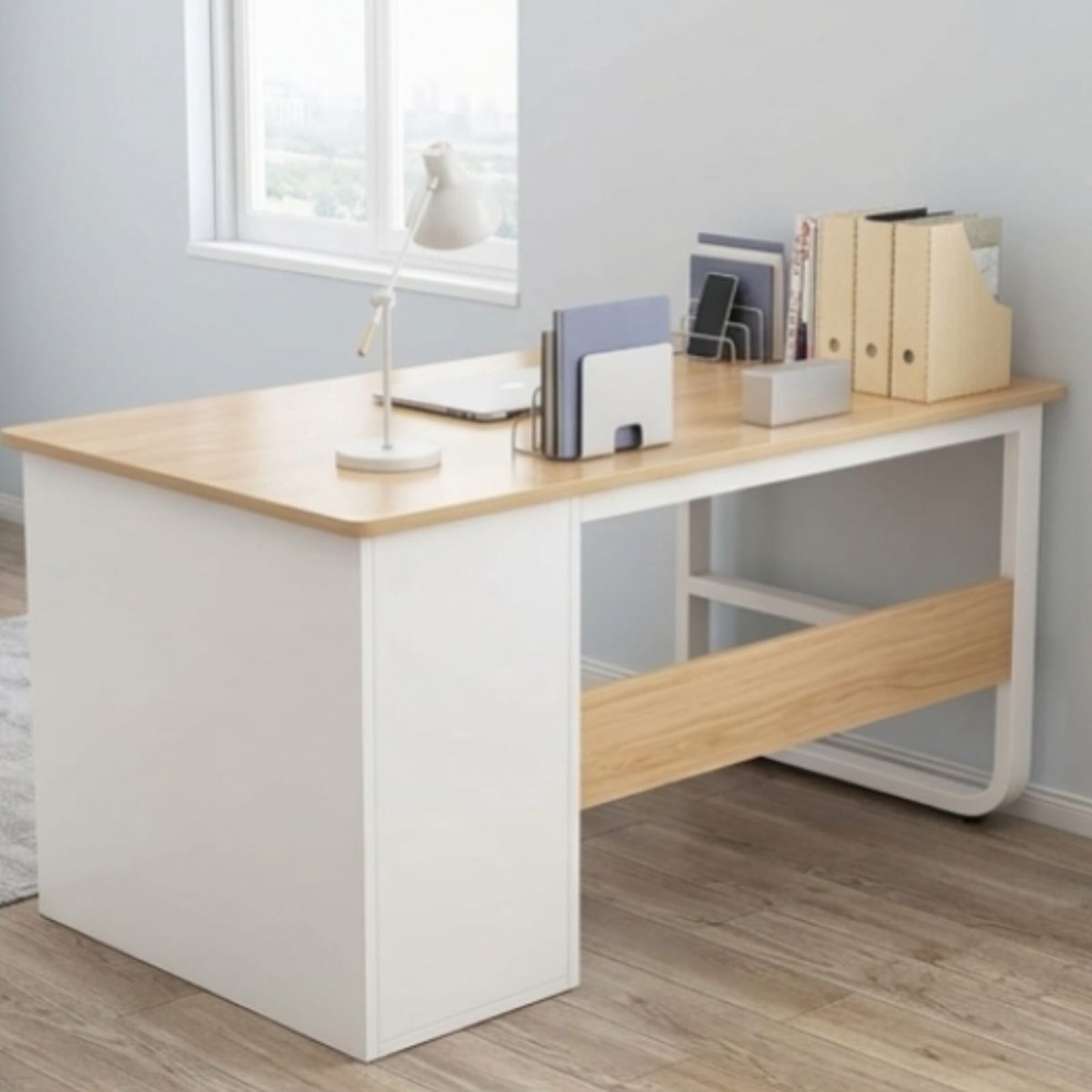 Bureau 100x48x75 cm met Boekenkast en Laden – Compact Computerbureau met Opbergruimte, Modern Werkbureau voor Slaapkamer en Thuiswerkplek – Urbanhome