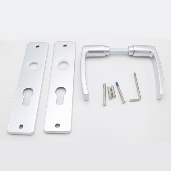 Slotman Solutions Complete Deurbeslagset Zilver | Aluminium Deurklinkset met Insteekslot en Profielcilinder 30/30 incl. 3 Sleutels | PZ55 | Voor Binnendeuren | 180 x 41 mm