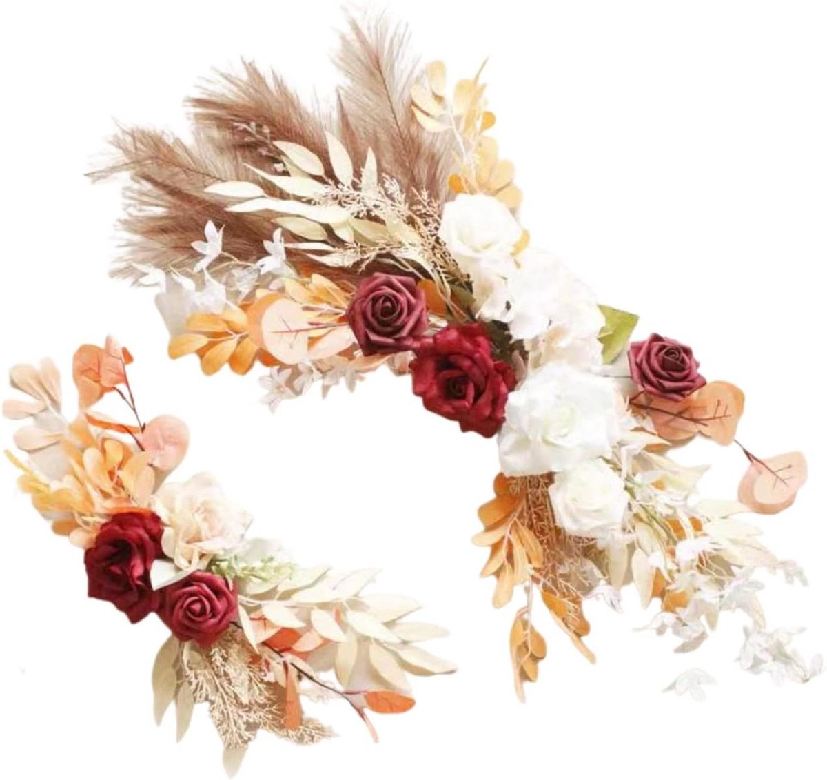 Bruiloft Boog Bloem - Decoratie Set - Ceremonie Decoratie - Handgemaakt Realistisch - Set van 2 - Rood