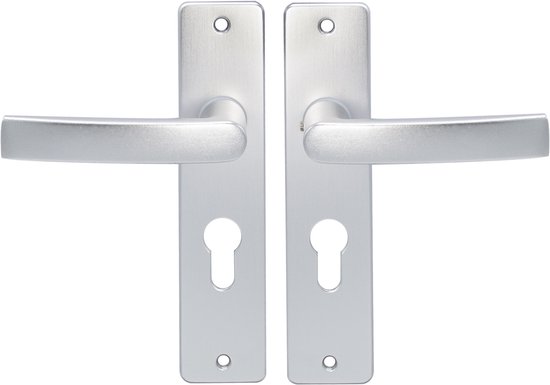 Slotman Solutions Complete Deurbeslagset Zilver | Aluminium Deurklinkset met Insteekslot en Profielcilinder 30/30 incl. 3 Sleutels | PZ55 | Voor Binnendeuren | 180 x 41 mm