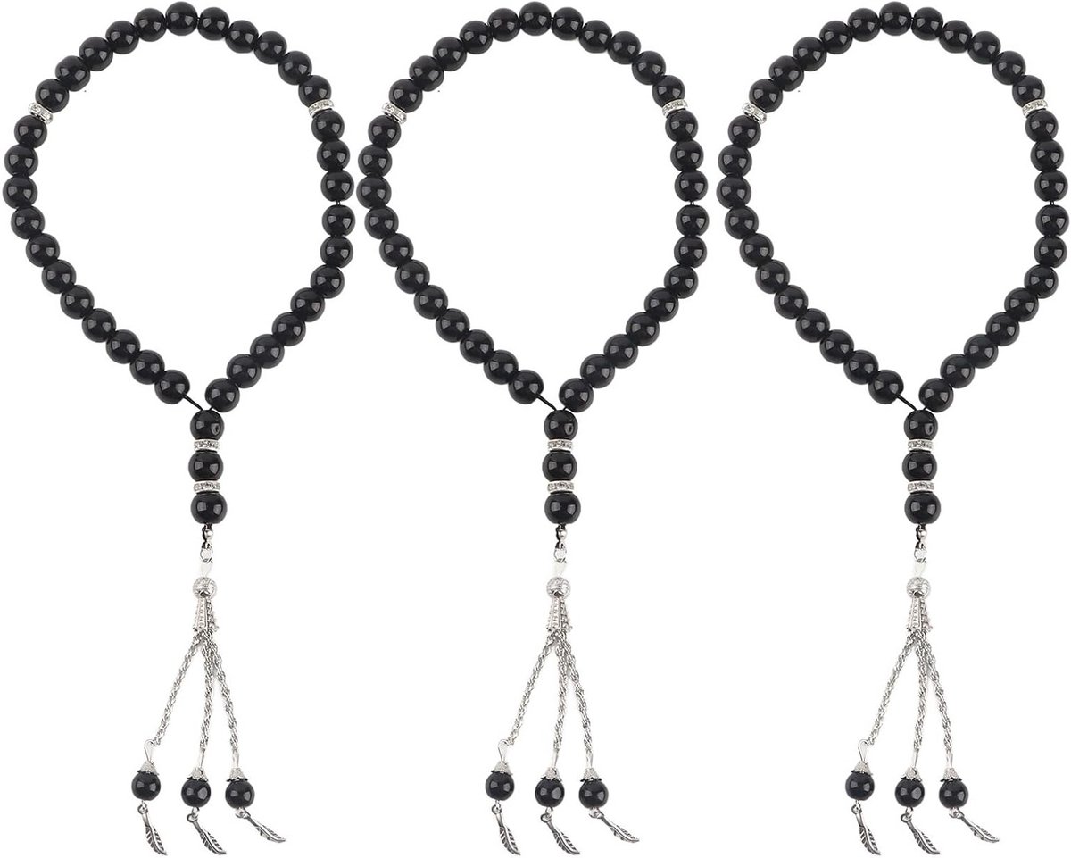 3-delige Gebedsketting met 33 Kralen van 8,1 mm, Handheld Gebedssnoer, Islamitische Tasbih en Rozenkrans Accessoires voor Moslims