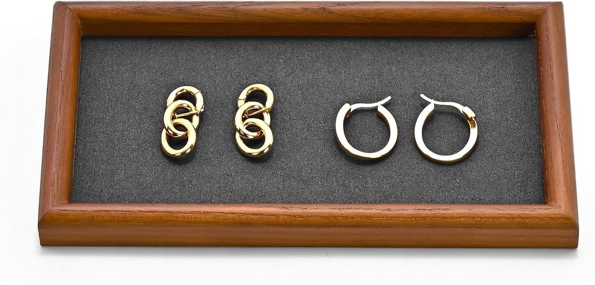 Houten Sieraden Display - Sieraden Houder Organizer - Sieraden Opbergen - Massief Hout - 18 x 10 x 1.5 cm