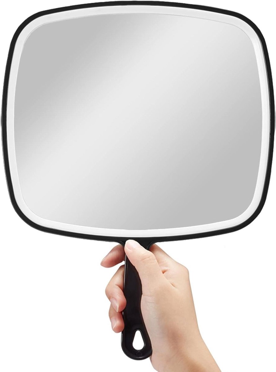 Handspiegel - Make-up spiegel - Make-up aanbrengen - HD enkelzijdige spiegel - 22.9 x 20.1 cm - Zwart