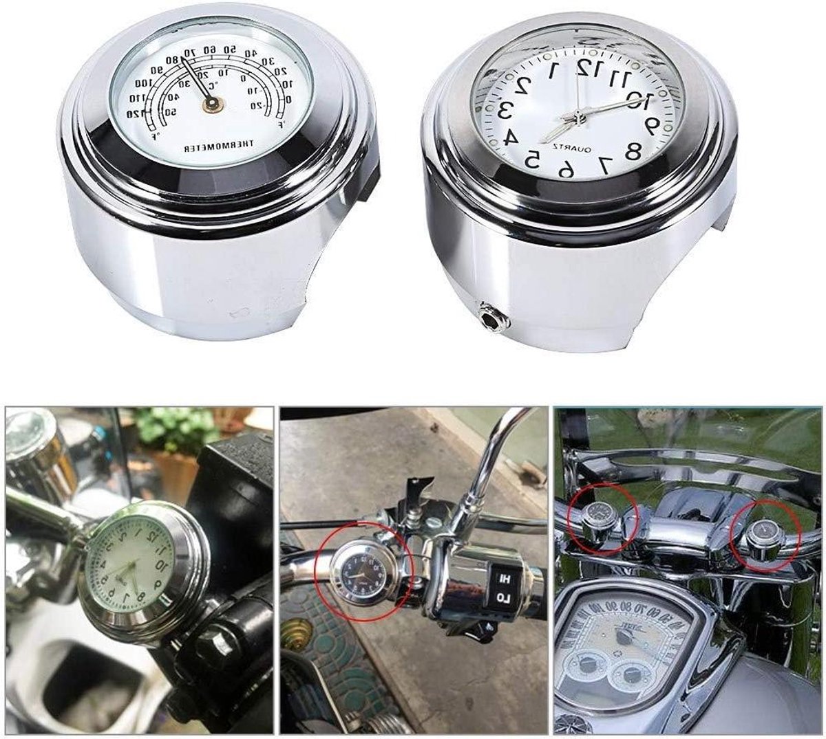 Motorfiets Stuur Klok - Motorfiets Klok Thermometer - Tijd en Temperatuur Aflezen - Lichtgevende Wijzerplaat Waterdicht