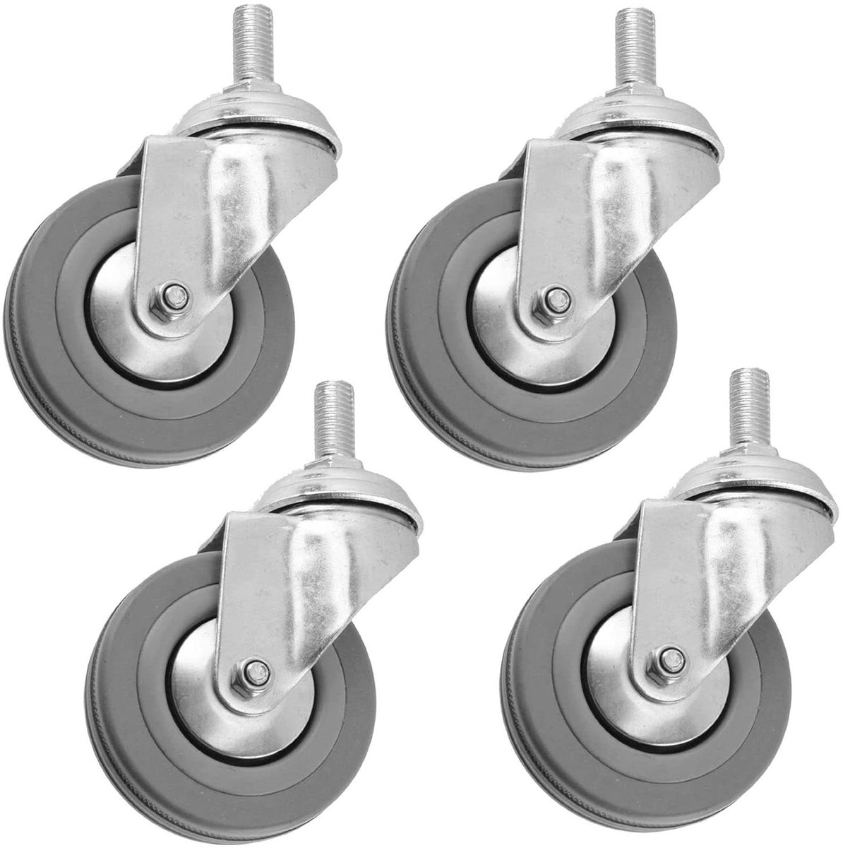 Zwenkwielen Trolley Wielen - Draaibare Wieltjes - Meubels Verplaatsen - Rubberen Non-Marking Wielen - 50 mm 4 Stuks - Grijs