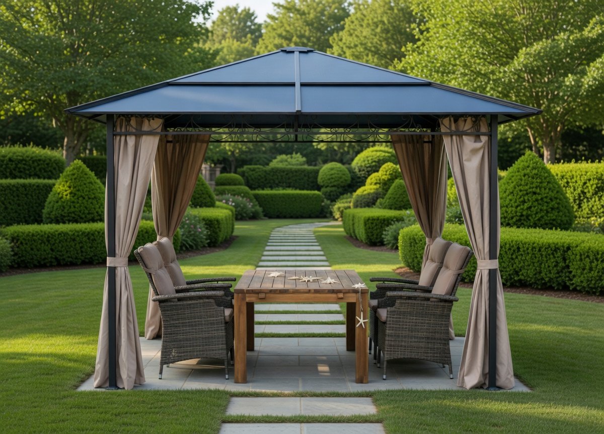 Premium 4-delige Zijkanten Set voor Hardtop Tuinpaviljoen 3x3m – Waterbestendig & UV-bescherming – Sand Grey – Geschikt voor MedaHomeStore Paviljoens