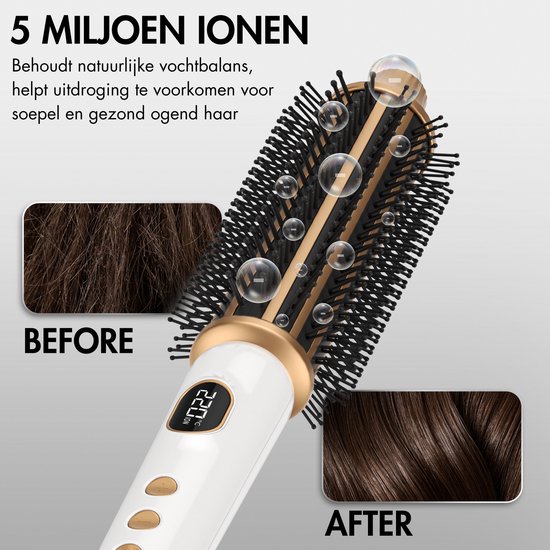 Sansbeauté® Blowout 3-in-1 Thermal Brush 38 mm - Keramische Warmteborstel - Multistyler - Airstyler - Haarborstel - Krulborstel - Haarborstel - Stijlborstel - Warmteborstel - Volume en Krullen - Roterende Kabel