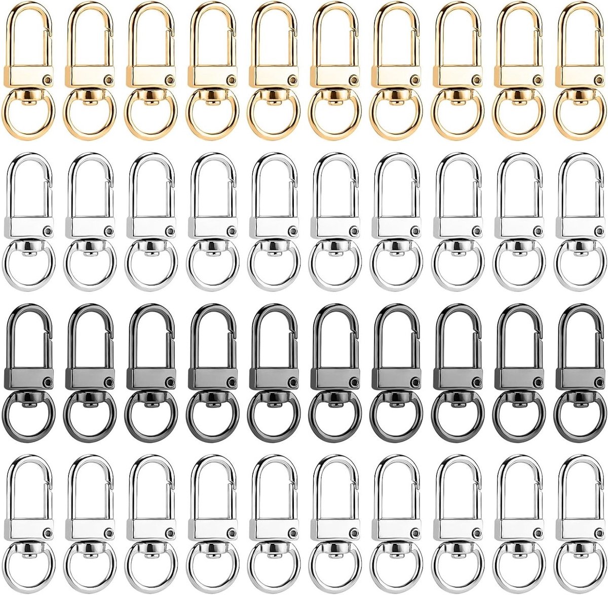 40 Stuks Kreeftsluitingen, Zinklegering Draaibare Karabiners, Metaal Sleutelhanger Clips en Ringen voor Sieraden en DIY Creaties