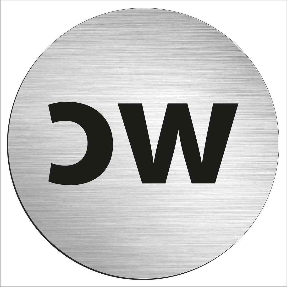 WC Bord - Toilet Aanduiding - Toegangscontrole - Aluminium Composietplaat - 200mm Rond - Roestvrijstalen Look