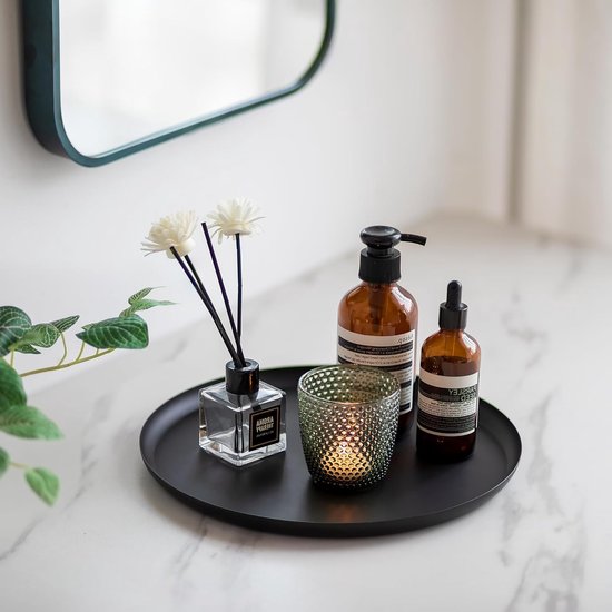 Decoratieve Zwarte Kaarsenhouder - 28cm Rond Metalen Kaarsenstandaard voor Tafel, Koffietafel, Eetkamer en Badkamer — afbeelding 5
