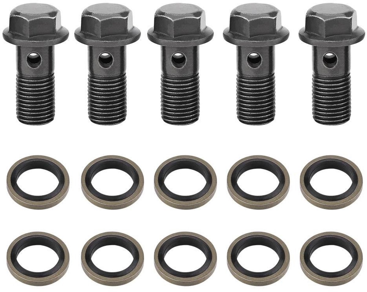 aladdien - Motorfiets Rem Bouten - Rem Koppeling - Vervangingsset voor Remklauw - M10 x1.25 - Banjo Bouten en Ringen - Geschikt voor Motoren - Stand..
