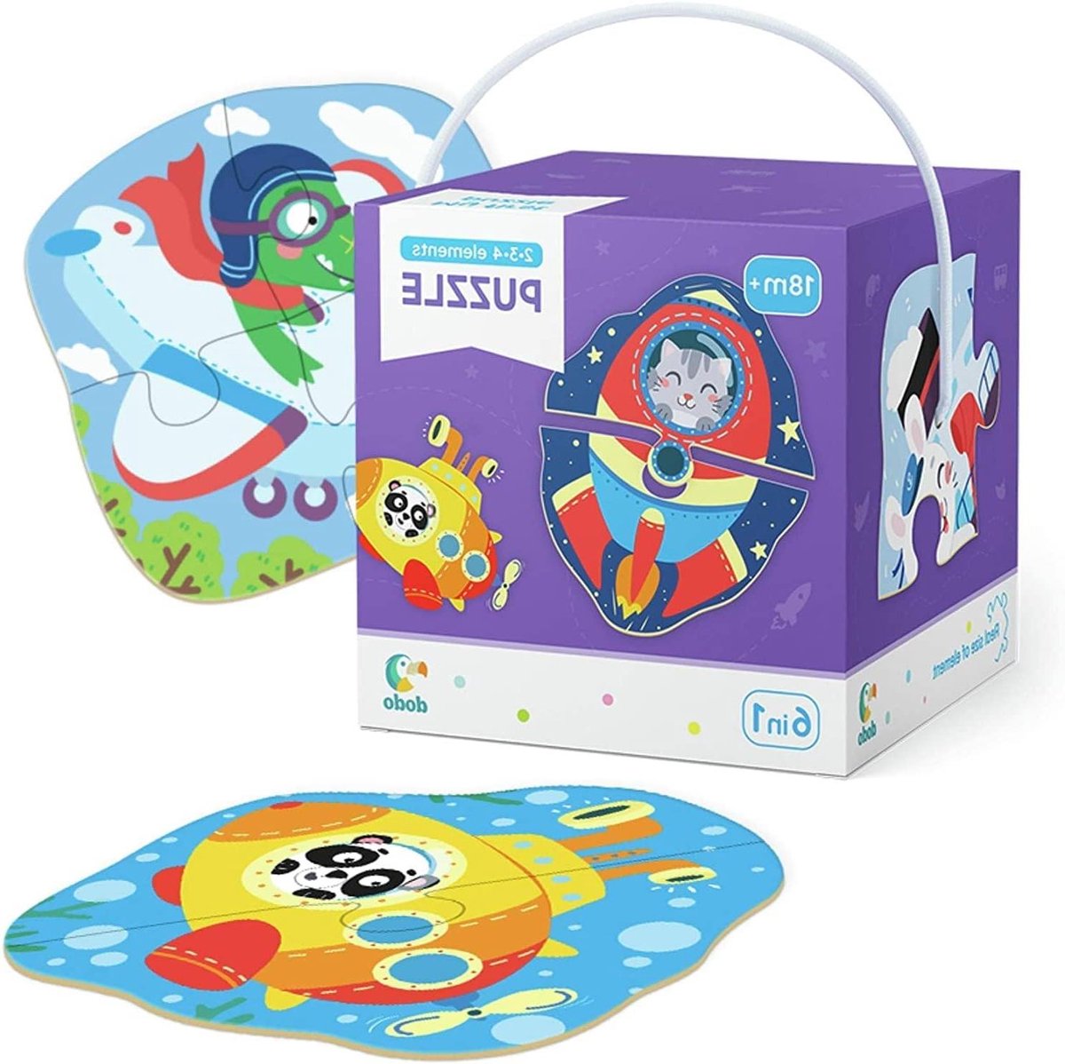 Transport Puzzel - Educatieve Legpuzzel - Kinderen Leren Spelen - 2-3-4 Stukjes Variatie - 15 x 145 cm - Diverse