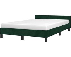 Bedframe met Hoofdeinde - Ledikant Tweepersoons - Goede Nachtrust - Zacht Fluweel - 120x200 cm - Donkergroen