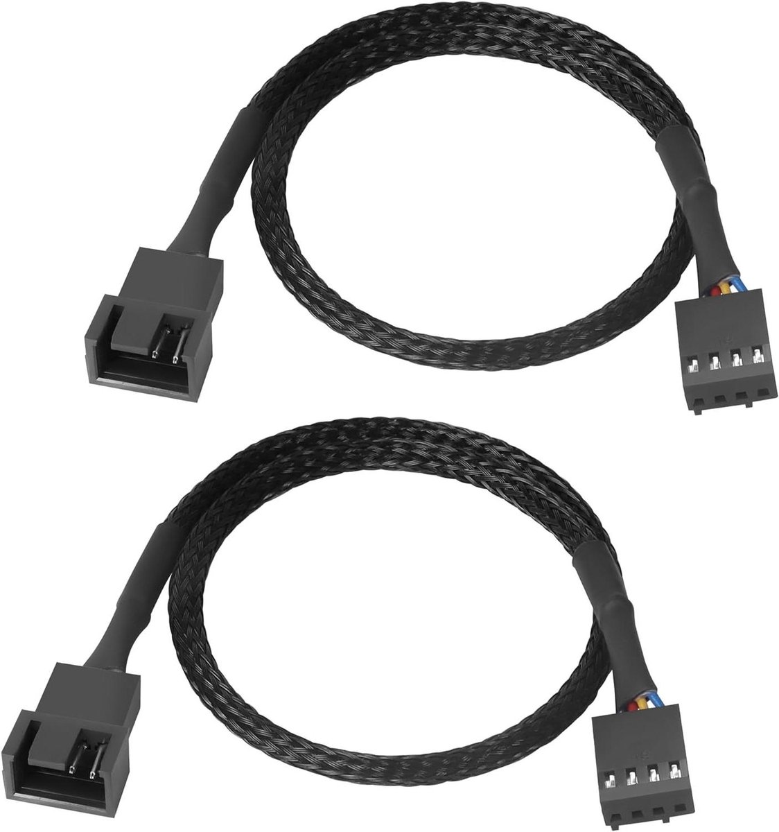 Ventilator Verlengsnoer - PC Fan Kabel - Computer Koeling - Nylon Gevlochten - 30 cm - Zwart