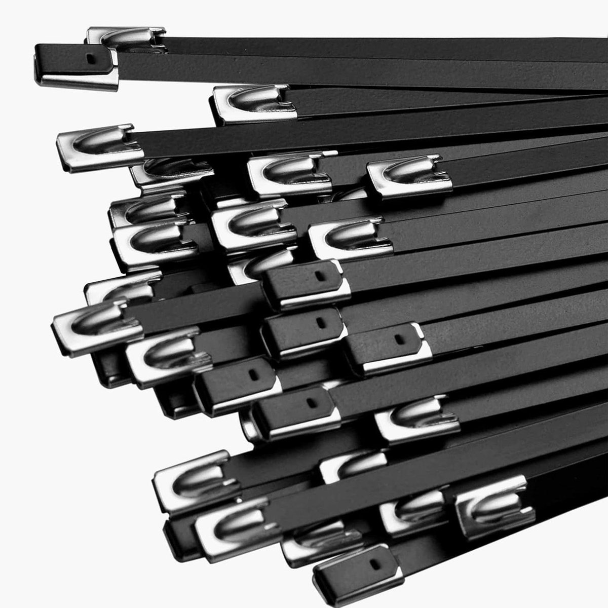 Metalen Kabelbinders - RVS Ties - Tuigen van Kabels - Zelfsluitend Ontwerp - 60 Inch - Zwart