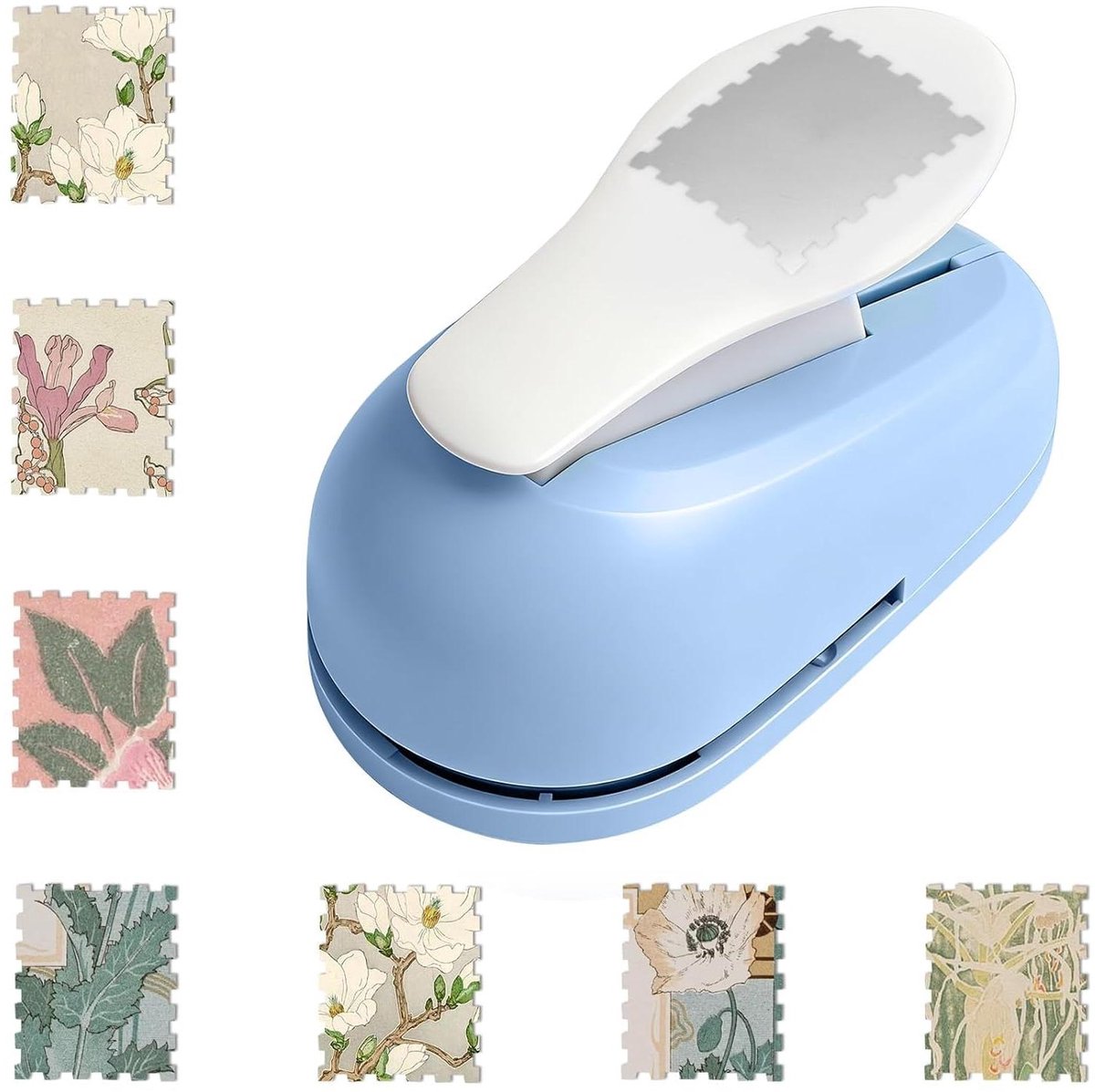 Postzegelpons Vierkant - Papierpons Motiefpons - Kaarten Maken - Scherpe Getande Randen - 2 x 18 cm - Groot