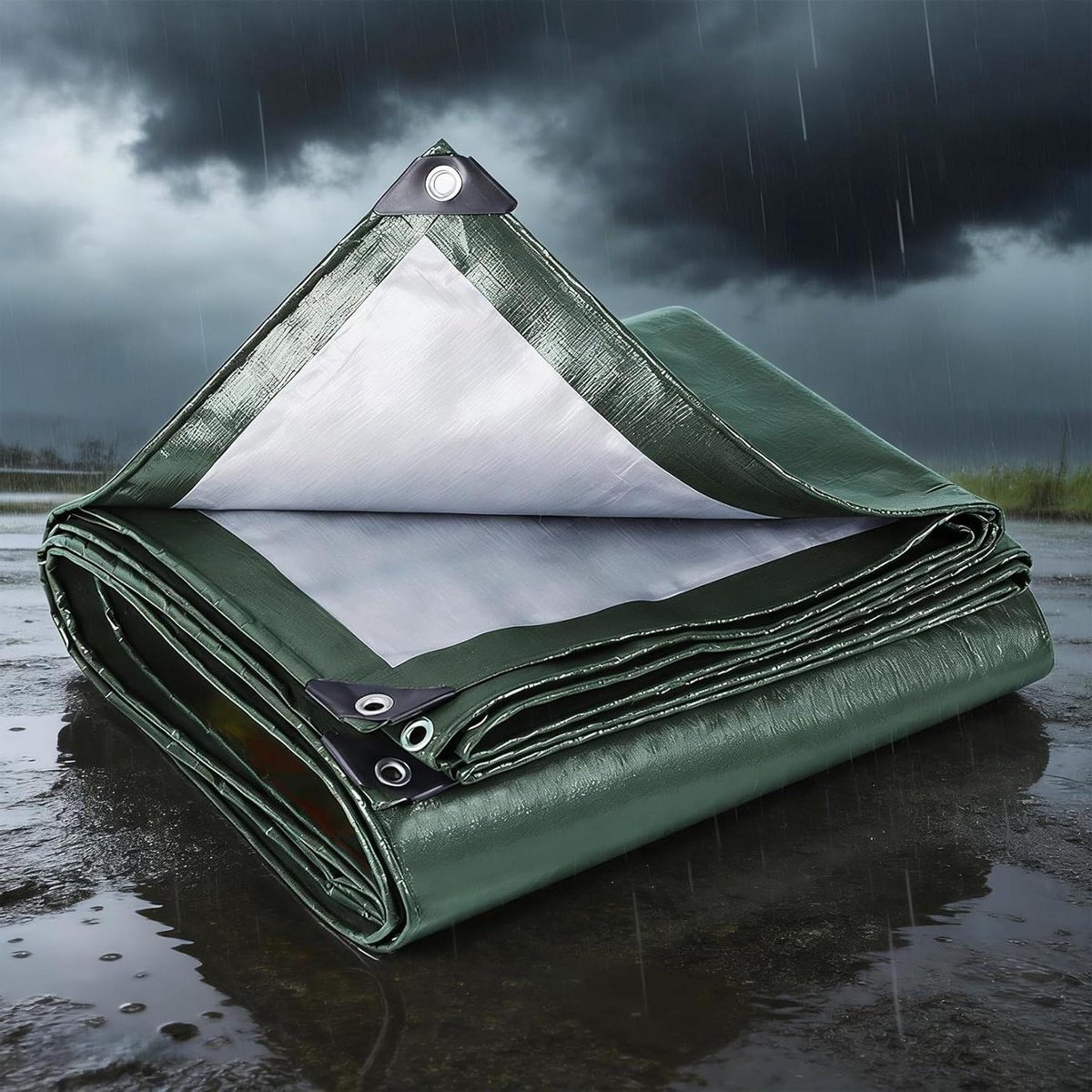 Waterdicht Zeildoek - Dekzeil Grondzeil - Bescherming Buiten - Versterkte Randen - 140 x 390 cm - Groen
