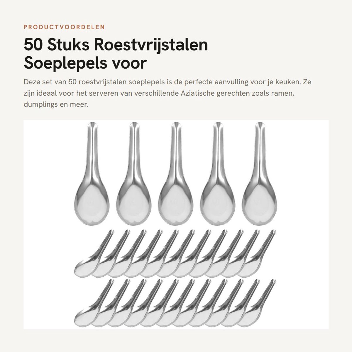 Dailygoods- Soeplepels 50Pcs - Roestvrij Stalen Lepels - Ergonomisch Ontwerp - Stevige Constructie - Geschikt voor Soep/Granen - Hooggepolijst Uiterlijk - Serveerlepels