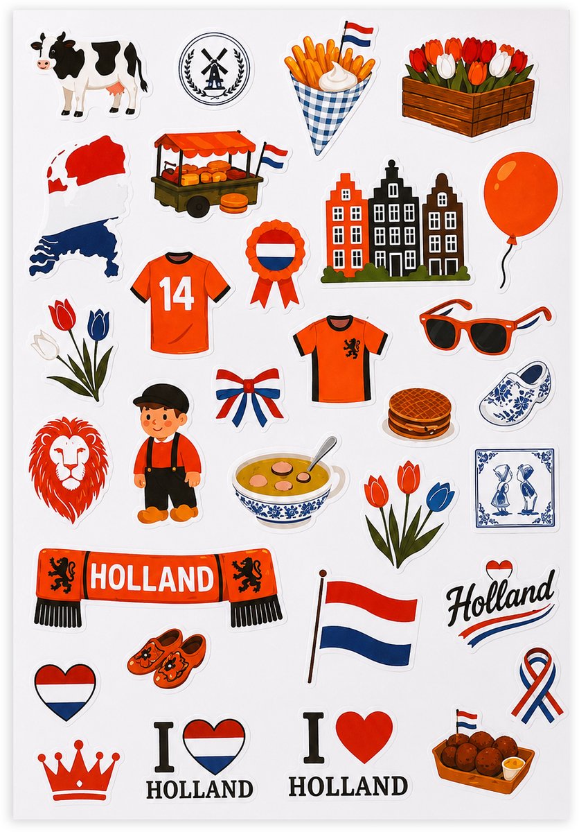 Holland Stickers - 2 Grote Stickervellen Nederland Stickers - WK Stickers — afbeelding 3