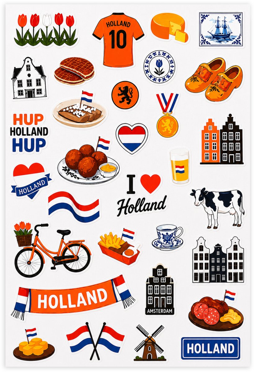 Holland Stickers - 2 Grote Stickervellen Nederland Stickers - WK Stickers — afbeelding 2