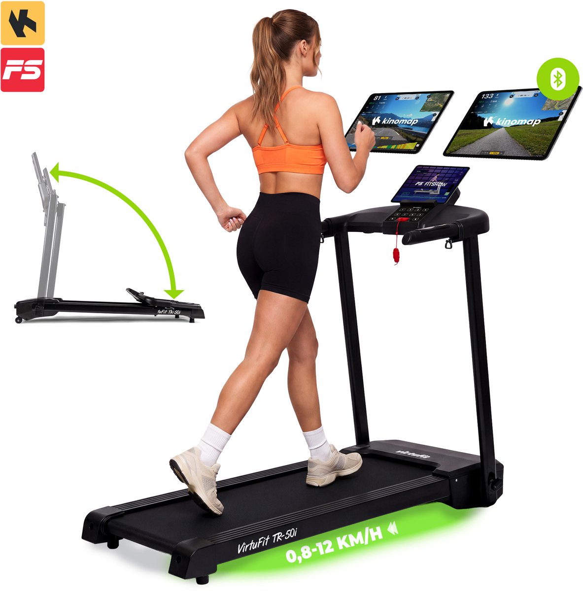 Bol.com VirtuFit TR50i Loopband - Tot 8 km/u - Volledig Inklapbaar - 12 programma's - Max. 120 kg - Hartslagmeting - Kinomap & F... aanbieding