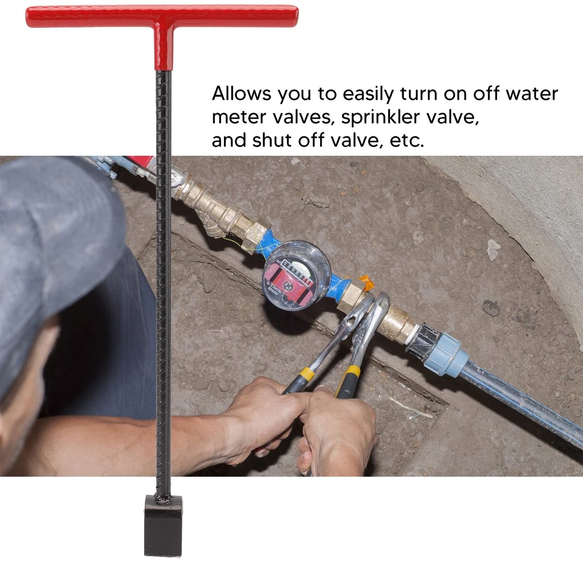 Dailygoods - Water Meter Sleutel - Multifunctionele Sleutel - 16 Inch T-Handvat - Praktisch Gereedschap - Watermeter Sleutel - Voor Professioneel Gebr...