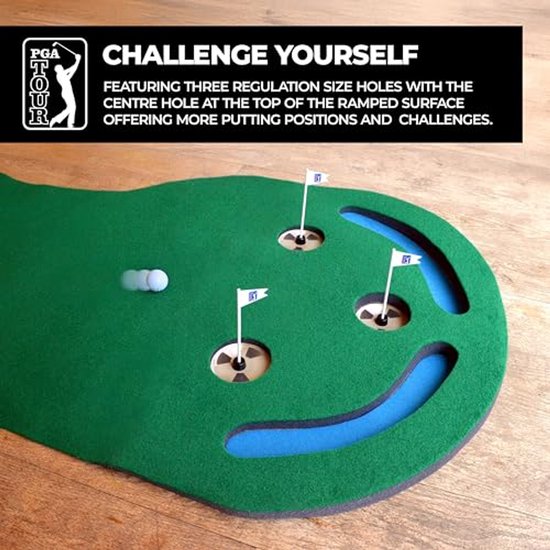 Putting Mat - Golf Oefenmat - Golfspel Verbeteren - Drie Gaten Ontwerp - 3 x 9 Voet - Groen — afbeelding 5